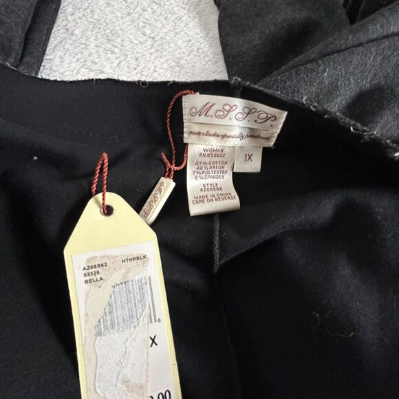 M.S.S.P. Womens Wrap Bella Dress 1X Heather Black V-Neck Long Sleeve Stretch New - Picture 3 of 8